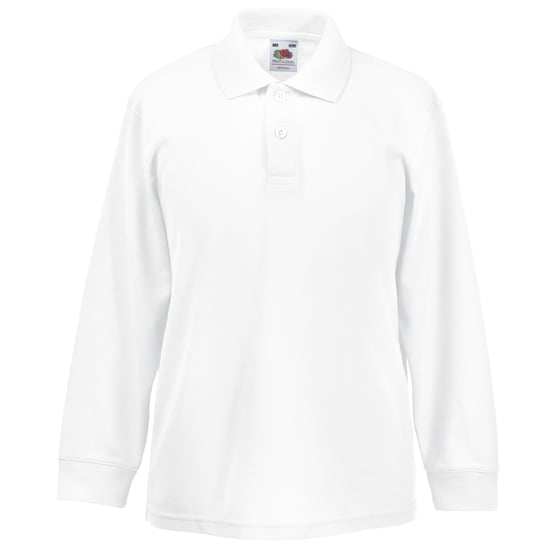 Fruit of the Loom Kinder Polo Shirt, Langarm (Weiß) - Image 3