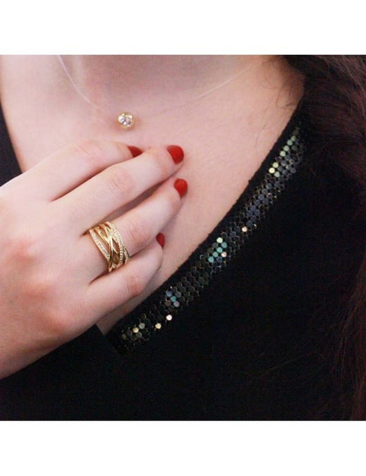 Criss Cross Ring - Gold und Kristall - Image 6