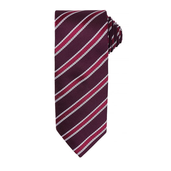 Premier Mens Waffle Stripe Formal Business Tie (Burgund/Aubergine) - Image 1