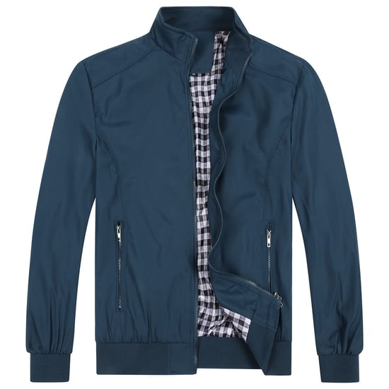 Heren Bomberjack met opstaande kraag, overgangsjack voor de herfst, casual sportjack donkerblauw - Image 1