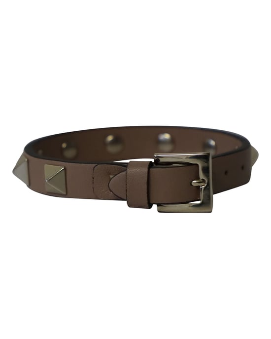 Valentino Garavani Rockstud Armband aus braunem Kalbsleder - Image 3
