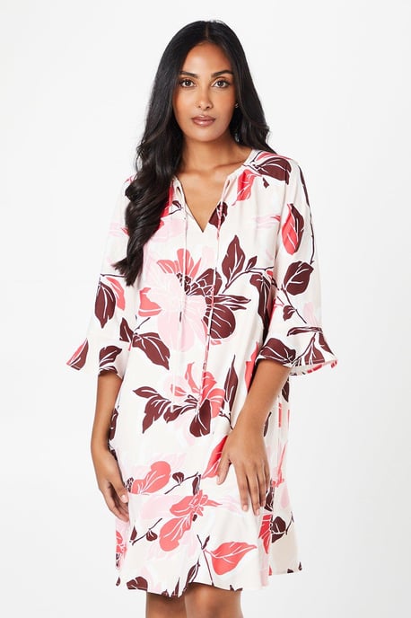 Petite Floral Print Ruffle Hem Shift Dress