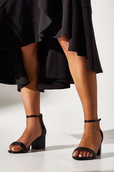Wide Fit Thelma Ankle Strap Medium Block Heeled Sandals - Image 1