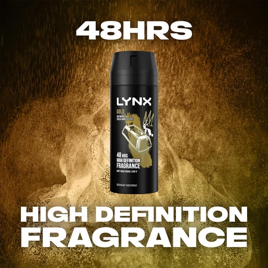 Lynx Body Spray Gold 48-H High Definition Fragrance Deo For Men, 3x150ml