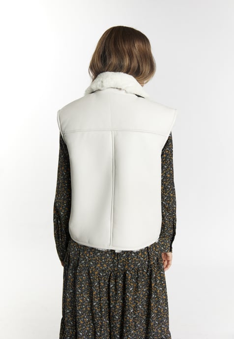 Dreimaster Lederweste Damen Wollweiss - Image 4