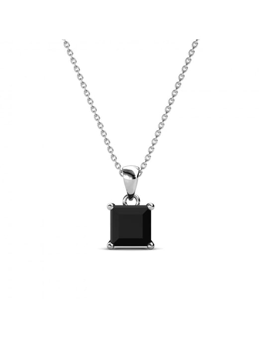Einfacher quadratischer Anhänger - Silber und Schwarz - Image 1