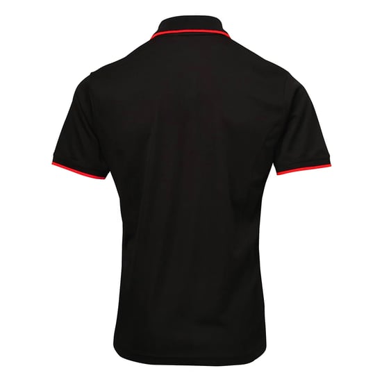 Premier Mens Coolchecker Contrast Pique Polo Shirt (Schwarz/Rot) - Image 2