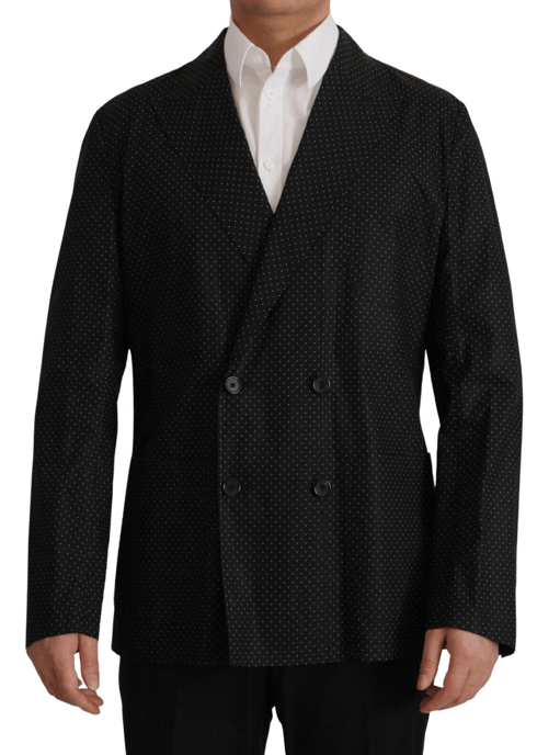 Dolce & Gabbana Schwarzer gepunkteter Baumwoll-Blazer Herrenjacke - Image 1
