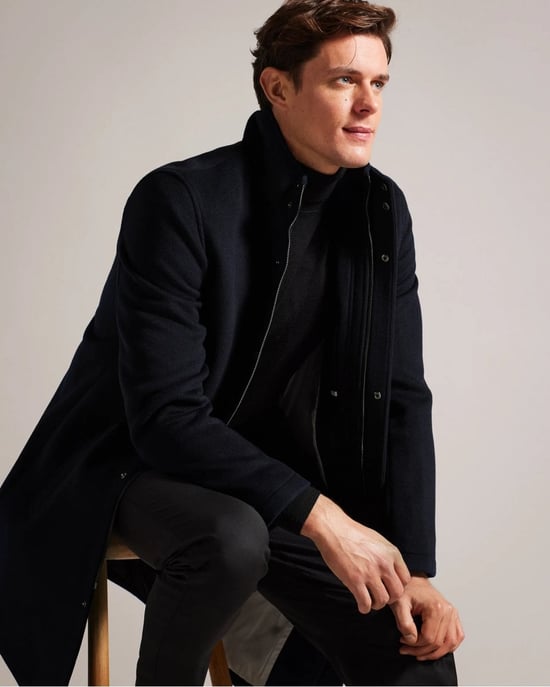 Ted Baker Ederson Herren Wollmischung Stehkragenmantel - Image 4