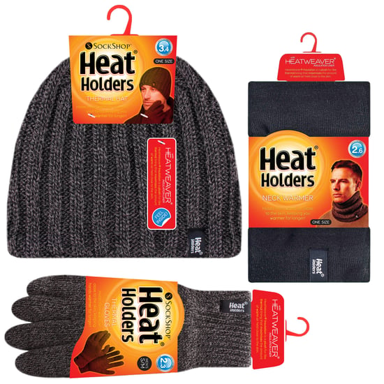 Herren Mütze, Halswärmer & Handschuhe Set | Wärmehalter | Winter gestricktes warmes Accessoires Set - Grau - Image 2