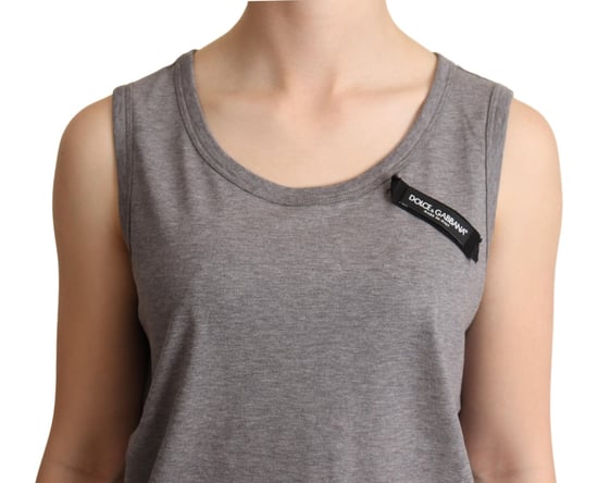 Dolce & Gabbana Damen Graues Ärmelloses Rundhals-Tanktop T-Shirt - Image 4