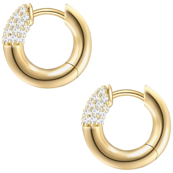 Hoop earring sterling silver yellow gold zirconia  white Glanzstücke München