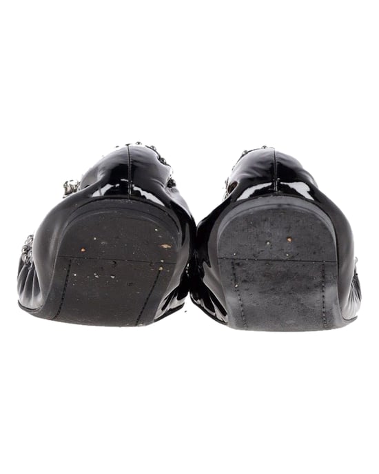 Miu Miu Embellished Ballerinas in Black Patent Leather