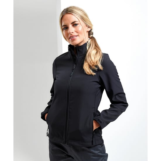 Premier Womens/Ladies Windchecker Recycled Printable Soft Shell Jacket (Black)