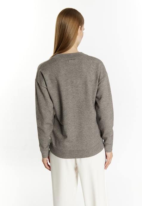 Dreimaster Strickpullover Damen Grau Melange - Image 4