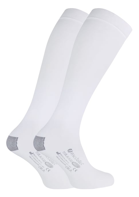 Medalin Saphena - 2er-Pack Kniestrümpfe gegen Embolie | Unisex abgestufte Kompressionsstrümpfe - Weiß - Image 1
