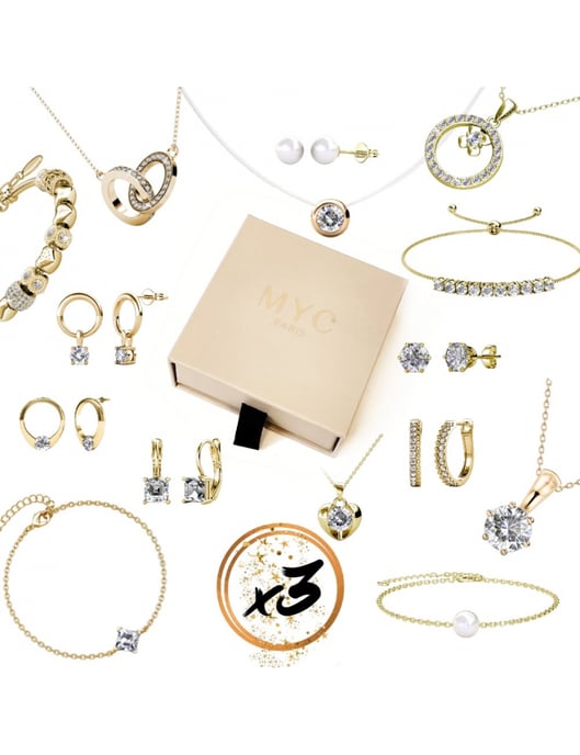 3 Überraschungsjuwelen in einer Geschenkbox - Gold und Kristall - Image 1