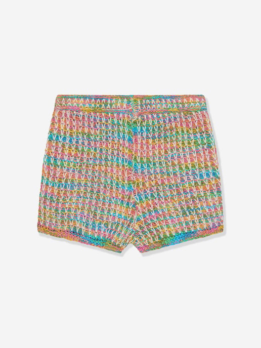 Zimmermann Girls August Textured Knit Shorts in Multicolour