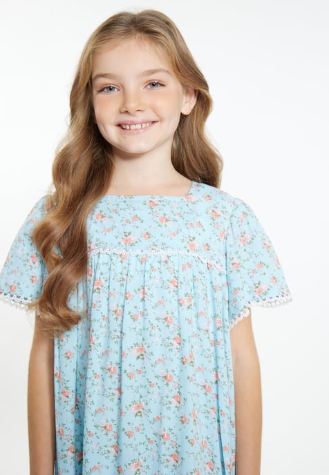 Dreimaster Kleid Mädchen (Kids) Hellblaue Blume - Image 3