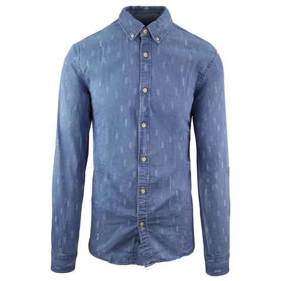 Scotch & Soda Regular Fit Bedrucktes Langarm-Jeanshemd in Blau für Herren - Image 1