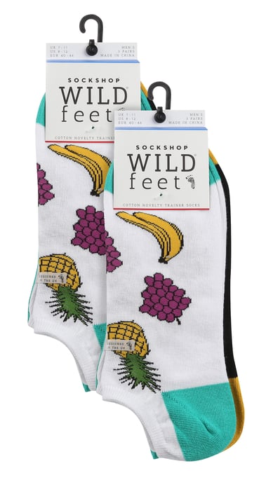 6 Pack Herren Neuheit Trainer Socken | Wildfeet | Lustige Low Cut Socken für Sommer - Obst - Image 2
