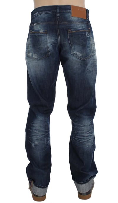 Acht Men's Blue Wash Cotton Denim Regular Fit Jeans