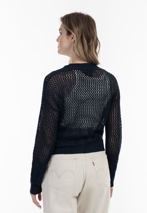 Dreimaster Weitmaschige Strickjacke Damen Marine - Image 4