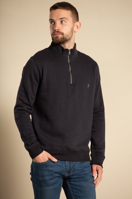 Navy Cotton Blend Half-Zip Jumper