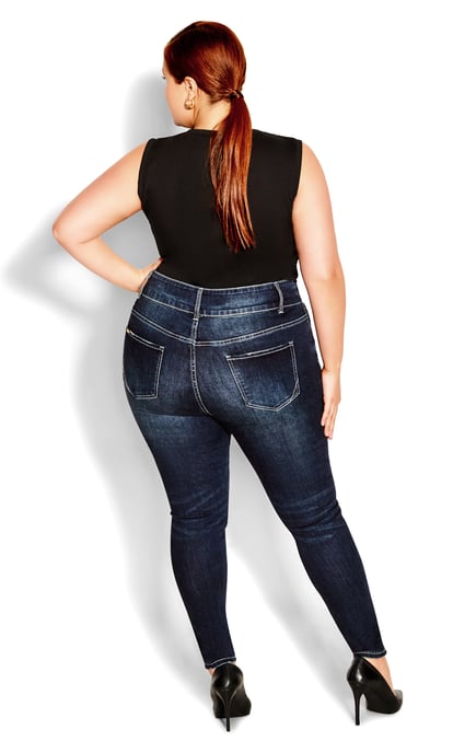 CITY CHIC Women's Asha Sassy Rips Jean - dark denim