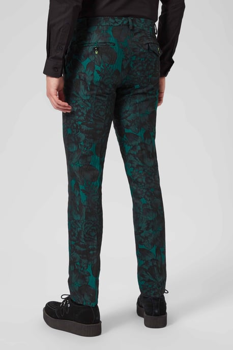 Gilmour Skinny Fit Green Floral Trousers
