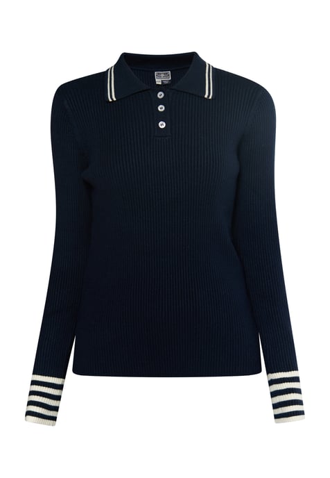 Dreimaster Strickpullover Damen Marine Wollweiss - Image 1