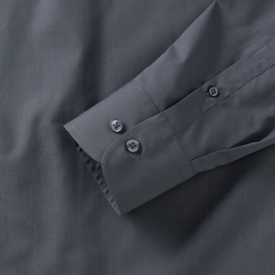 Russell Collection Herren Langarmhemd aus pflegeleichter Poly-Baumwolle aus maßgeschneiderter Popeline (Convoy Grey) - Image 4