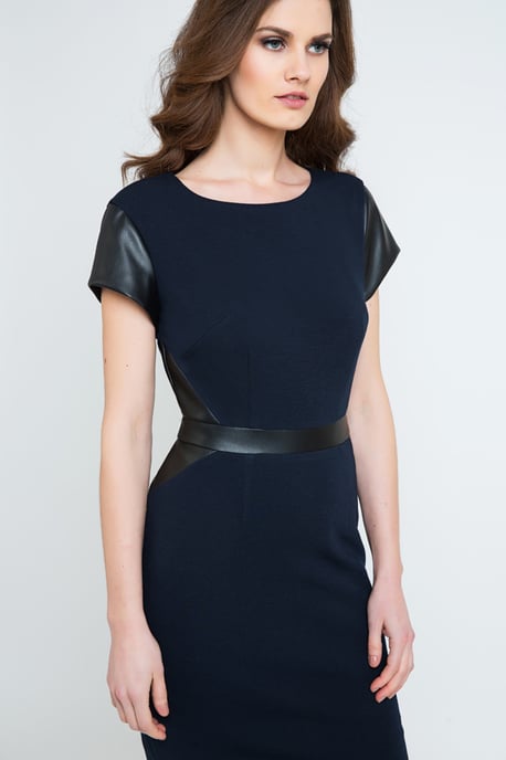 Pleather Detail Dress