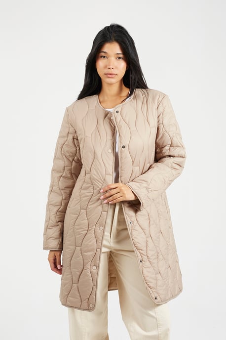 Stone Longline Quilted Jacket