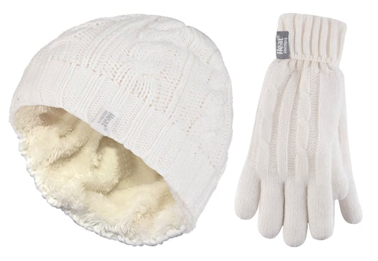 Heat Holders - Damen Mütze & Handschuhe Set für den Winter - Creme - Image 1