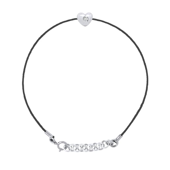DIADEMA - Bracelet - Black Nylon - Heart - Real Diamond