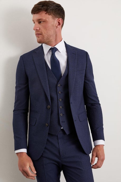 Skinny Fit Navy Marl Suit Jacket - Image 6