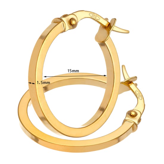 Boucles d'oreilles créoles élégantes en tube carré en or jaune 9 carats de 15 mm de diamètre - Image 2
