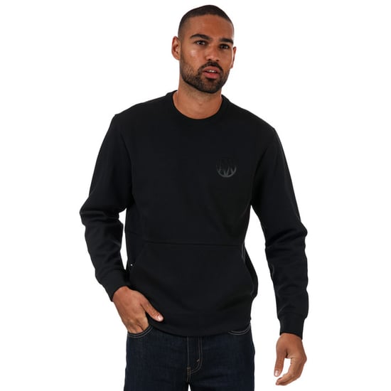 Men's Armani Exchange Placed Print Colourblock Sweatshirt in Black