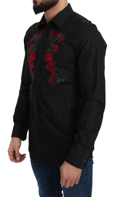 Dolce & Gabbana Elegantes Floralgesticktes Baumwollhemd für Herren - Image 2