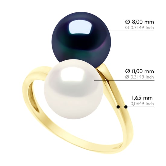Armreifring You & Me – Gelbgold – 2 echte Süßwasser-Zuchtperlen rund 8–9 mm - Image 2