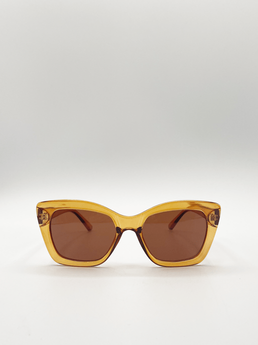 Brown cat eye angular sunglasses