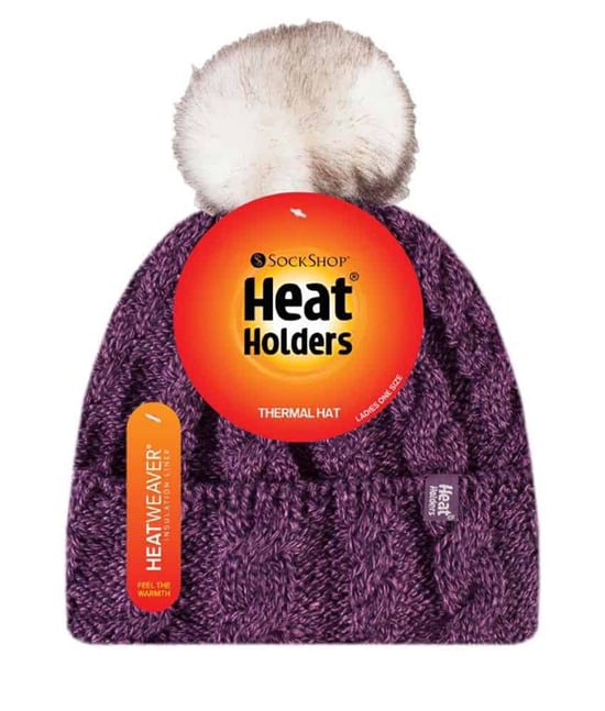Wärmehalter - Damen Strickfleece gefütterte Thermo-Bommelmütze mit Pom Pom - Image 2