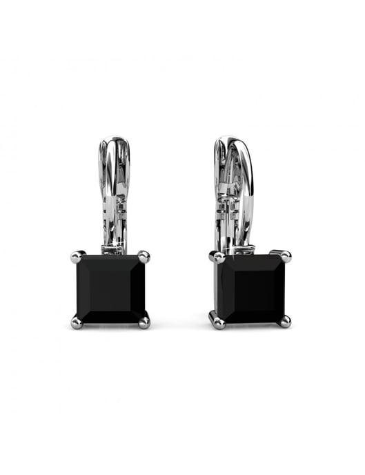 Quadratische Ohrringe - Silber und Schwarz - Image 3
