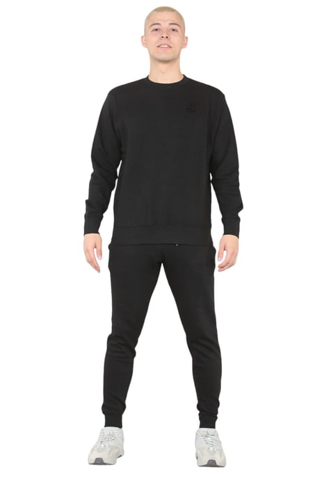 MYT Herren-Trainingsanzug mit Rundhalsausschnitt und gesticktem Logo in Schwarz - Image 1