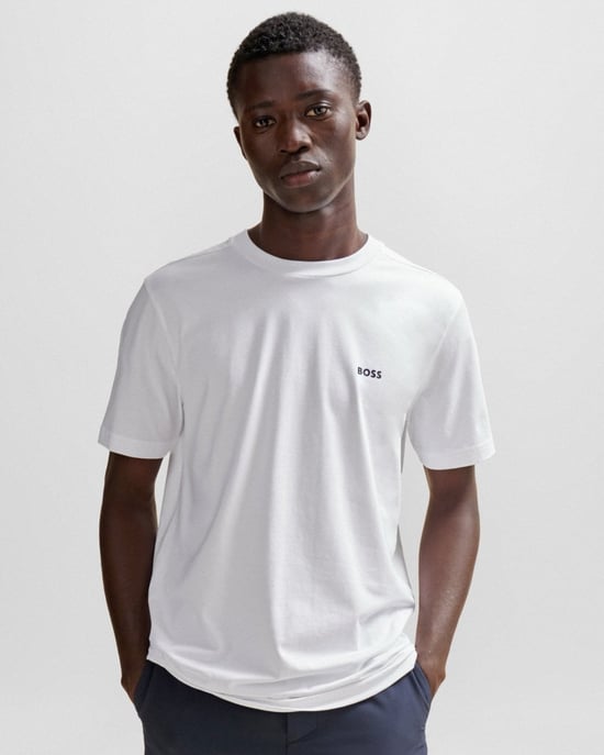 BOSS Green Tee Mens Stretch Cotton T-Shirt with Contrast Logo NOS - Image 1
