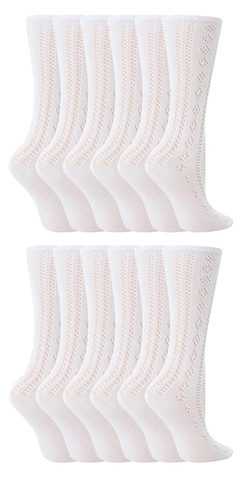 12er-Pack Mädchen Baumwollreiche Kniestrümpfe Weiß Uniform Socken - Weiß - Image 1