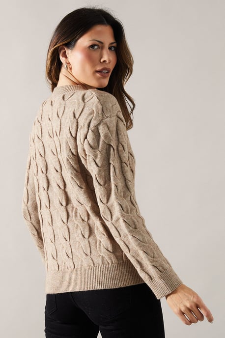 Chunky Cable Knit Crew Neck Jumper - Image 3