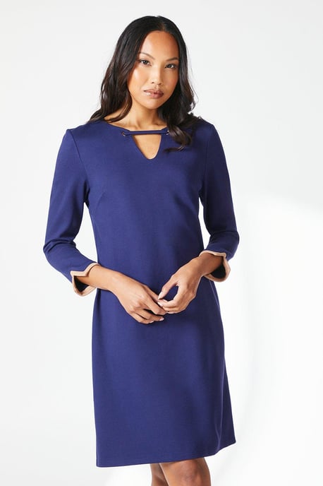 Contrast Detail Ponte Shift Dress - Image 1