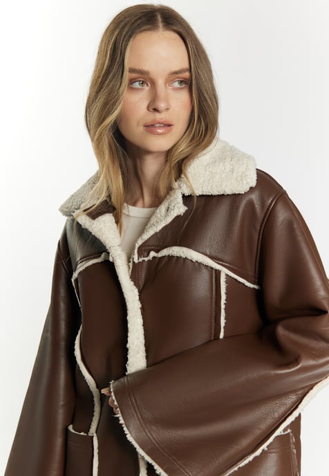 Dreimaster Mantel aus Lammnappa Damen braun - Image 4
